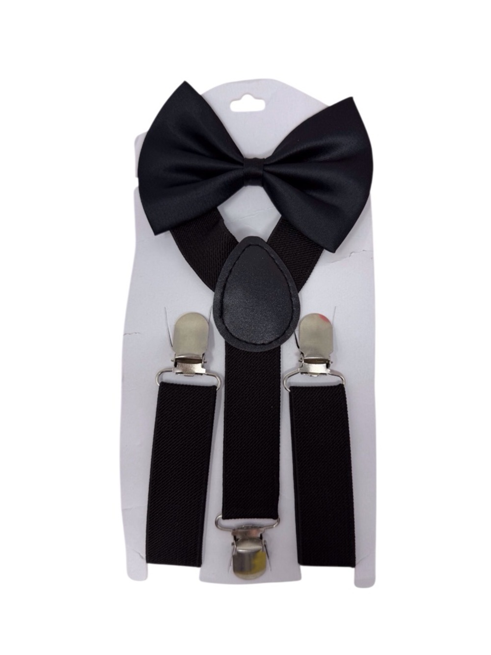 Toddler Size Black Suspender And Bow Tie Set Formal Wear New